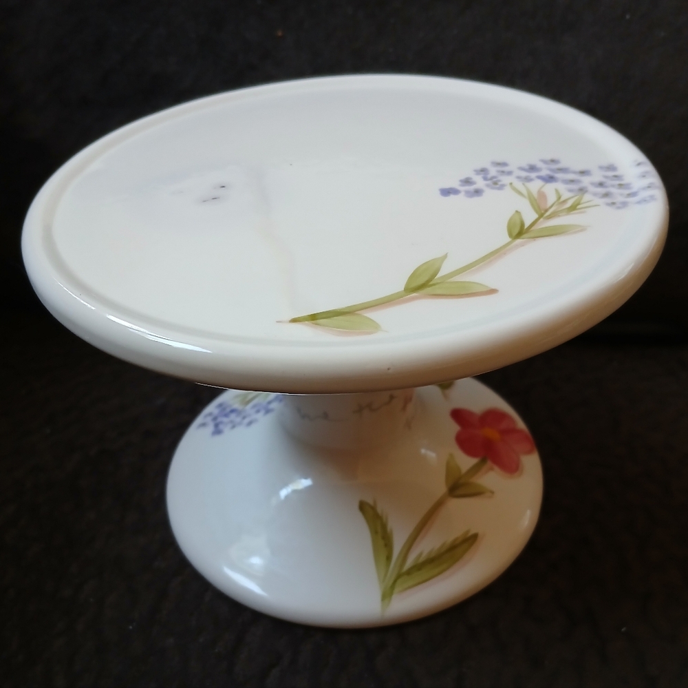Bath & Body Works Vintage 1999 Floral Pedestal 3-Wick Ceramic Candle Holder